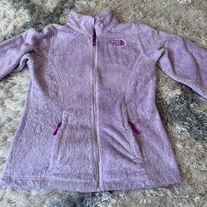 Light purple North Face fleece fuzzy jacket
